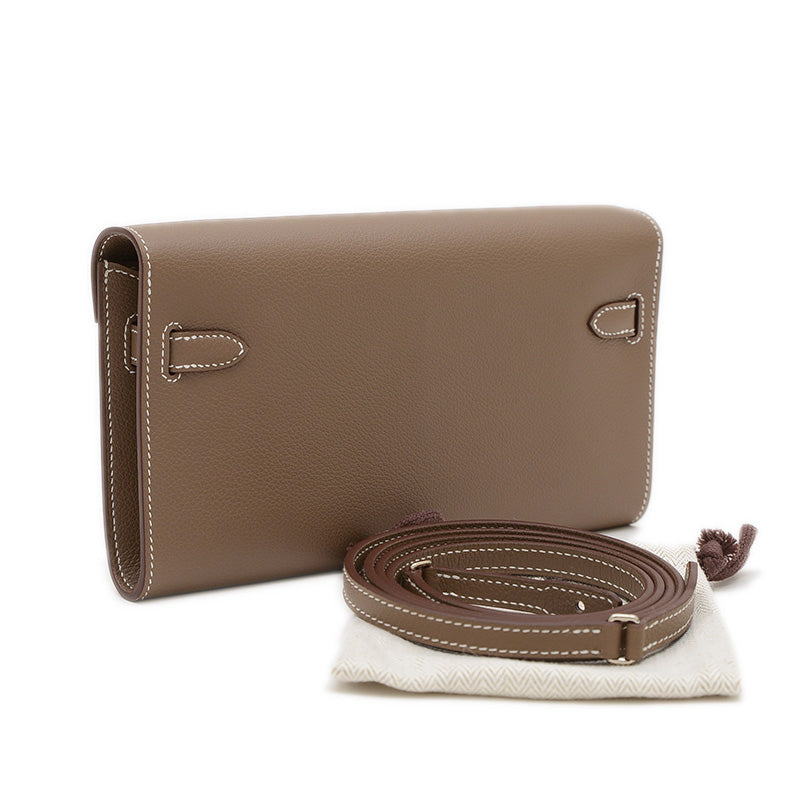 ケリー ロング トゥーゴー エバーカラー エトゥープ シルバー金具 W刻印 長財布