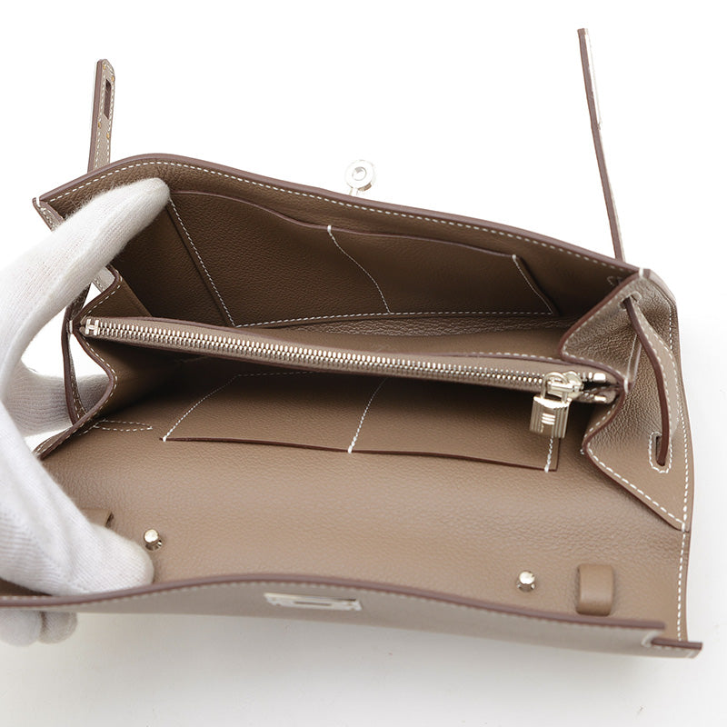 ケリー ロング トゥーゴー エバーカラー エトゥープ シルバー金具 W刻印 長財布