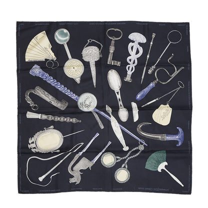 カレ90 いつも一緒 キャバン/アントラシット シルク スカーフ