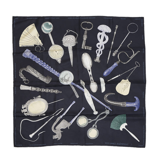 カレ90 いつも一緒 キャバン/アントラシット シルク スカーフ