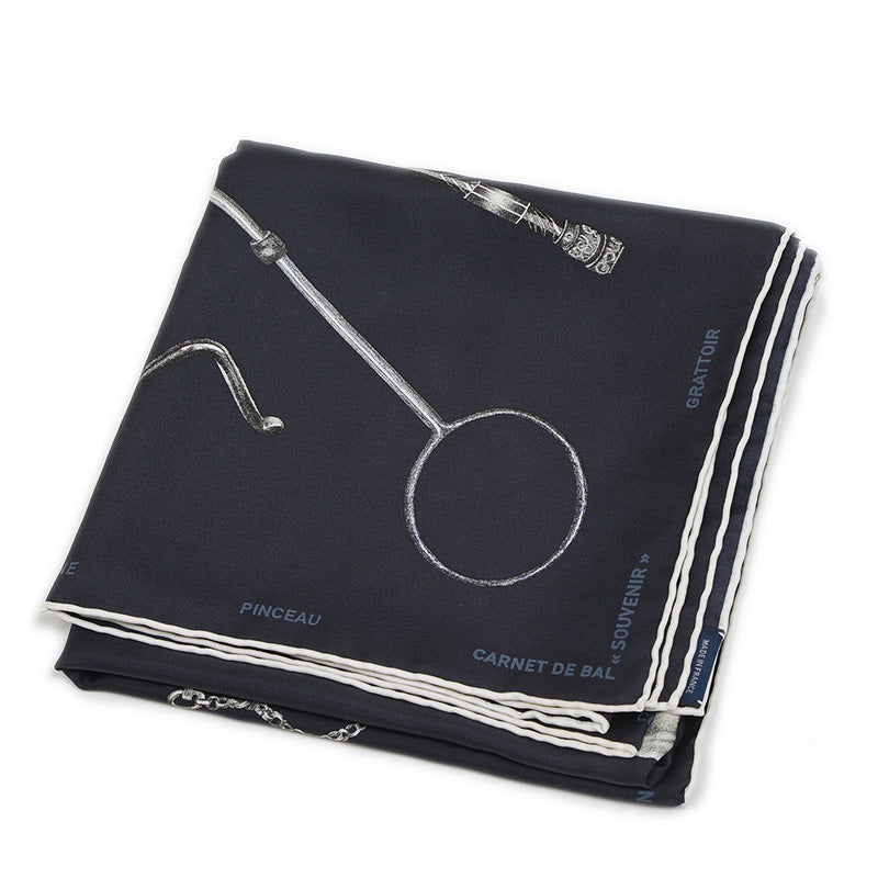 カレ90 いつも一緒 キャバン/アントラシット シルク スカーフ