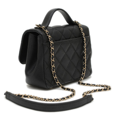 ビジネスアフィニティ チェーンショルダー キャビアスキン ブラック A93749 ハンドバッグ