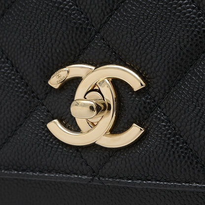 ビジネスアフィニティ チェーンショルダー キャビアスキン ブラック A93749 ハンドバッグ