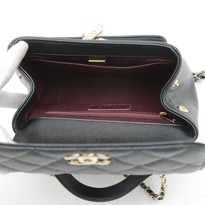 ビジネスアフィニティ チェーンショルダー キャビアスキン ブラック A93749 ハンドバッグ