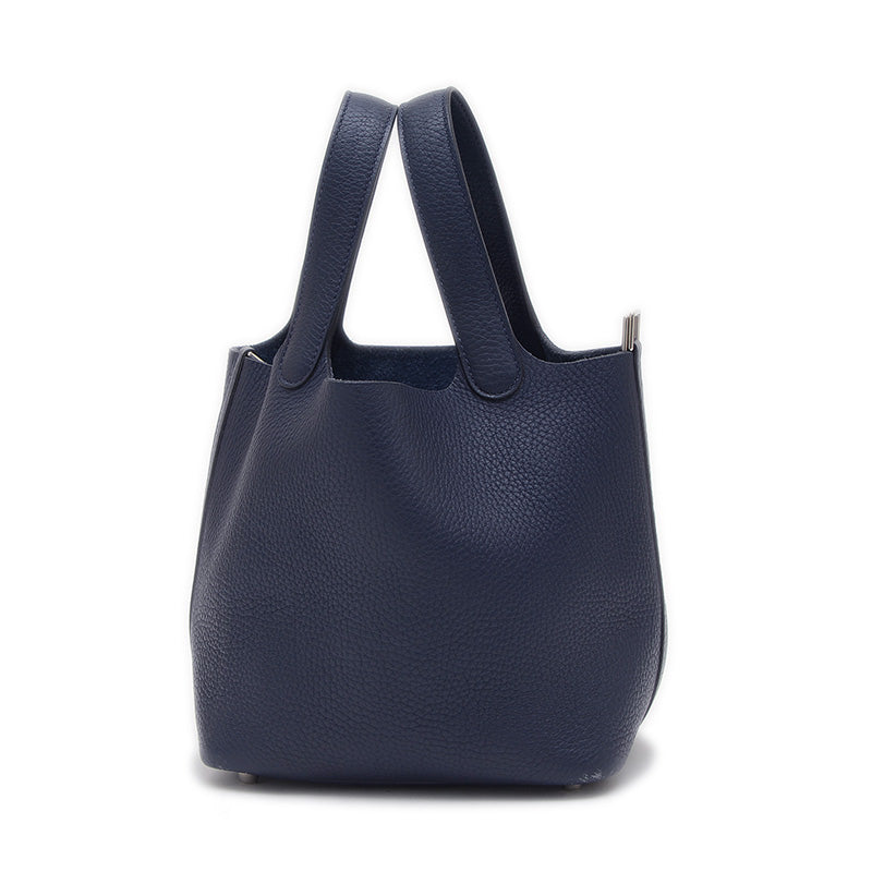 ピコタンロック PM 18 トリヨン ブルーニュイ シルバー金具 X刻印 ハンドバッグ