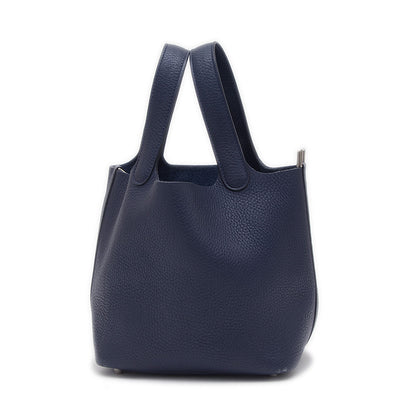 ピコタンロック PM 18 トリヨン ブルーニュイ シルバー金具 X刻印 ハンドバッグ