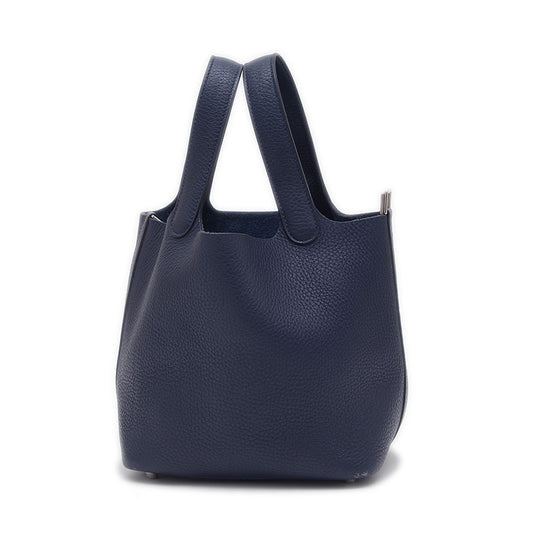 ピコタンロック PM 18 トリヨン ブルーニュイ シルバー金具 X刻印 ハンドバッグ