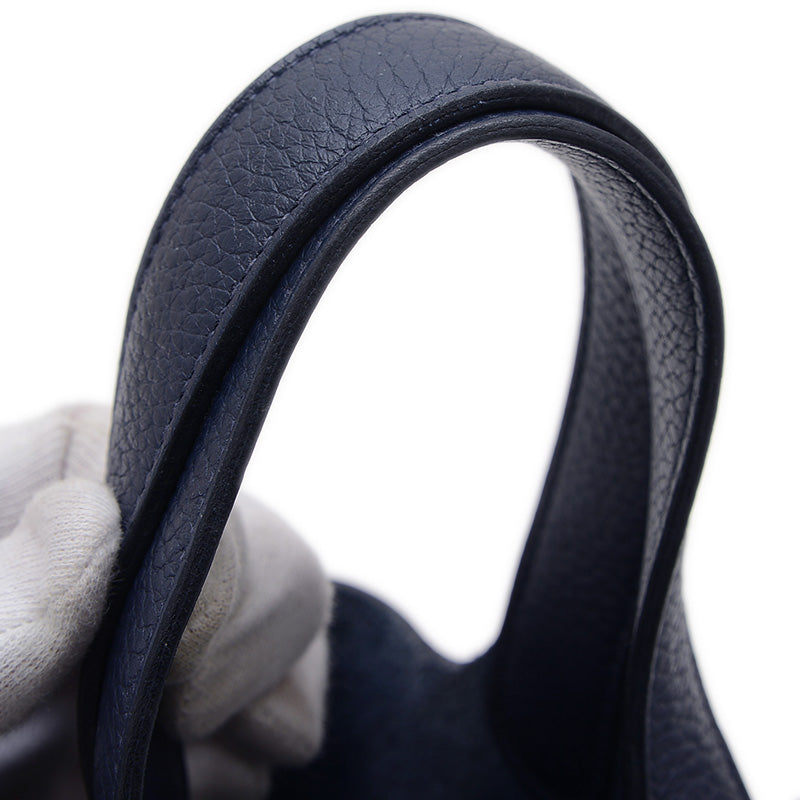 ピコタンロック PM 18 トリヨン ブルーニュイ シルバー金具 X刻印 ハンドバッグ