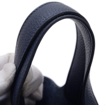 ピコタンロック PM 18 トリヨン ブルーニュイ シルバー金具 X刻印 ハンドバッグ