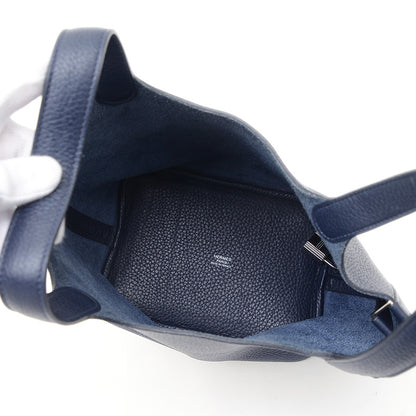 ピコタンロック PM 18 トリヨン ブルーニュイ シルバー金具 X刻印 ハンドバッグ