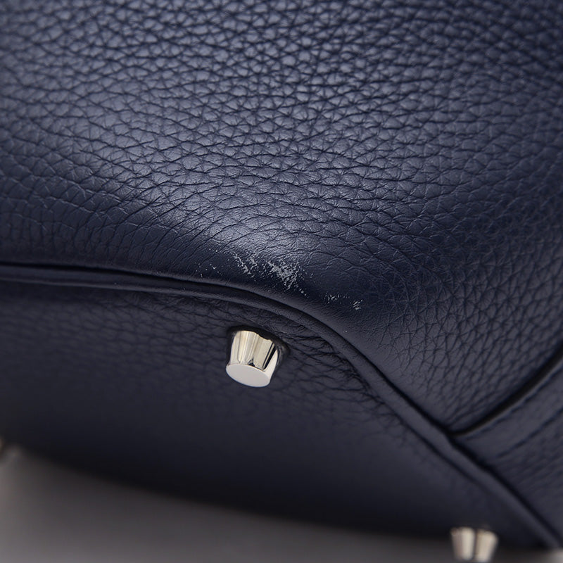 ピコタンロック PM 18 トリヨン ブルーニュイ シルバー金具 X刻印 ハンドバッグ