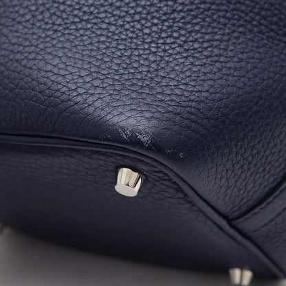 ピコタンロック PM 18 トリヨン ブルーニュイ シルバー金具 X刻印 ハンドバッグ