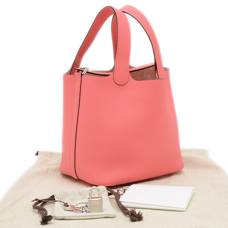 ピコタンロックPM 18 トリヨン ローズアザレ シルバー金具 K刻印 ハンドバッグ