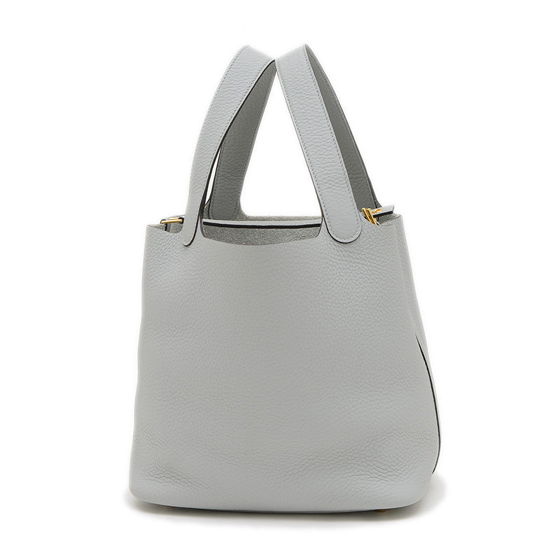 ピコタンロックMM 22 トリヨン ブルーグラシエ ゴールド金具 W刻印 ハンドバッグ