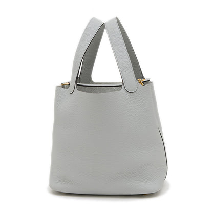 ピコタンロックMM 22 トリヨン ブルーグラシエ ゴールド金具 W刻印 ハンドバッグ