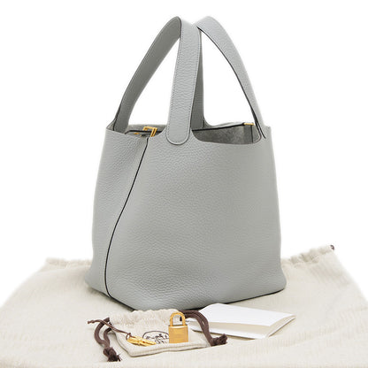 ピコタンロックMM 22 トリヨン ブルーグラシエ ゴールド金具 W刻印 ハンドバッグ