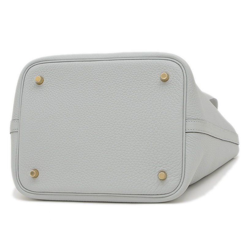 ピコタンロックMM 22 トリヨン ブルーグラシエ ゴールド金具 W刻印 ハンドバッグ