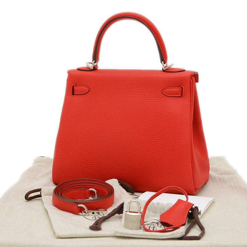 ケリー25 内縫い トゴ ルージュラデュー シルバー金具 K刻印 ハンドバッグ