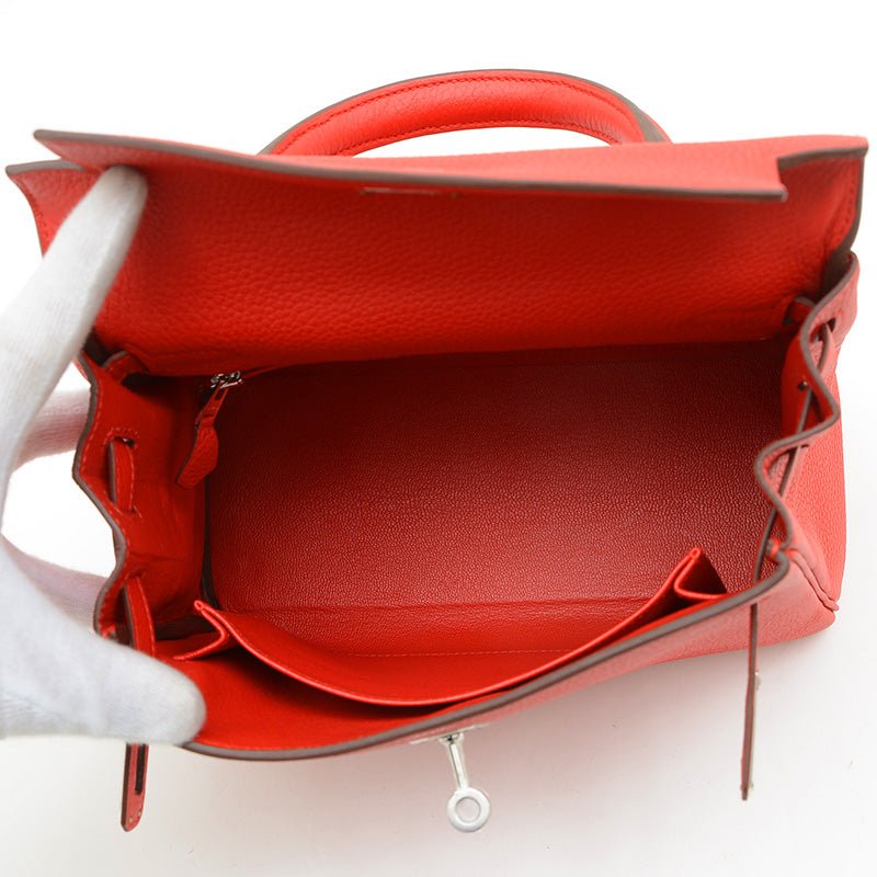 ケリー25 内縫い トゴ ルージュラデュー シルバー金具 K刻印 ハンドバッグ