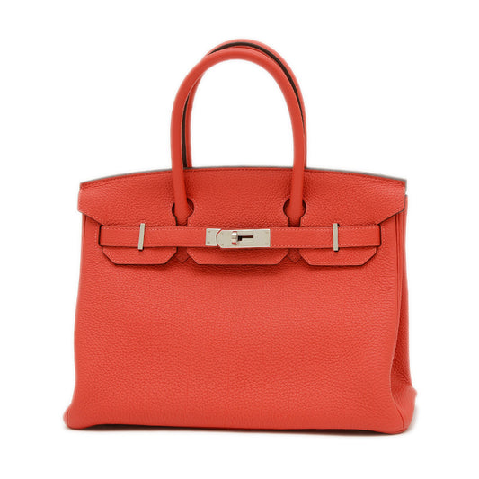 バーキン30 トゴ ルージュピヴォワンヌ シルバー金具 R刻印 ハンドバッグ