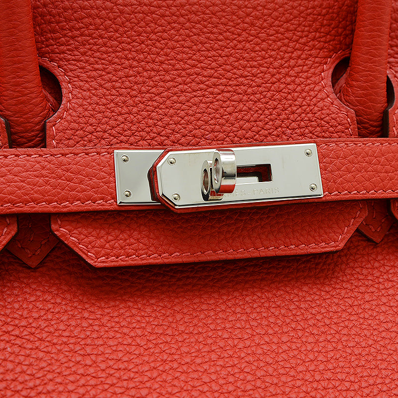 バーキン30 トゴ ルージュピヴォワンヌ シルバー金具 R刻印 ハンドバッグ