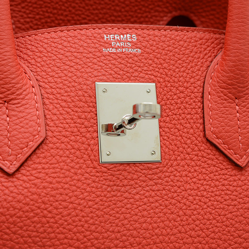 バーキン30 トゴ ルージュピヴォワンヌ シルバー金具 R刻印 ハンドバッグ