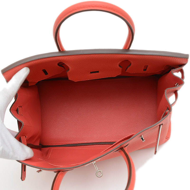 バーキン30 トゴ ルージュピヴォワンヌ シルバー金具 R刻印 ハンドバッグ