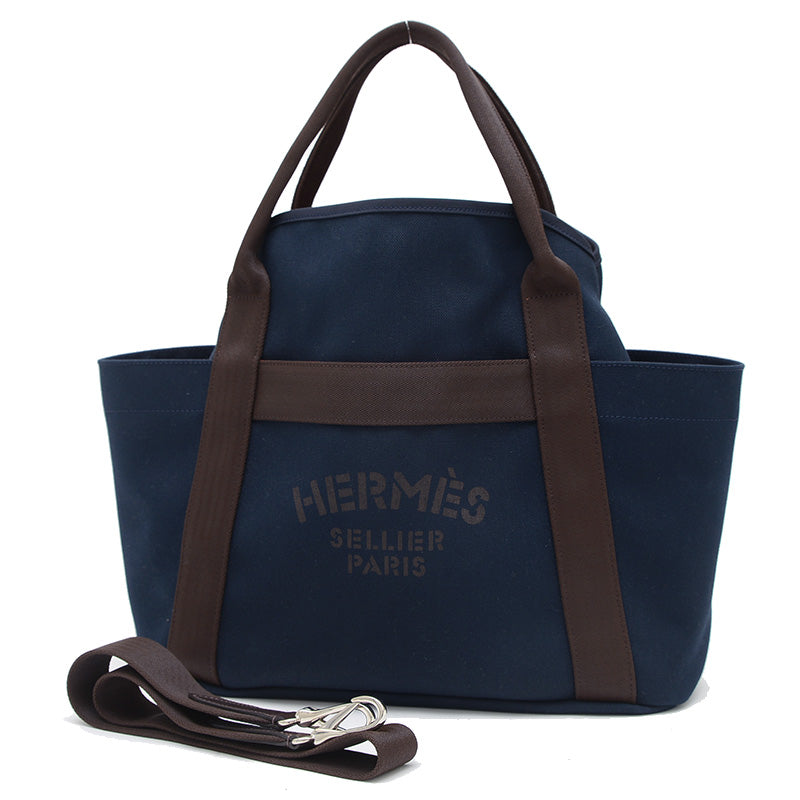 サック ド パンサージュ 2WAYバッグ キャンバス ネイビー C刻印 トートバッグ