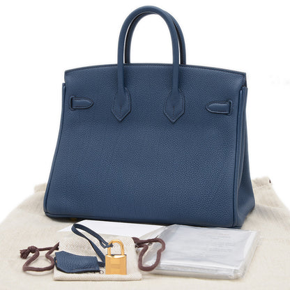 バーキン25 トゴ ブルードプリュス ゴールド金具 B刻印 ハンドバッグ