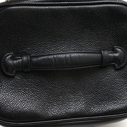 ココマーク 横型 バニティ バッグ キャビアスキン ブラック ゴールド金具 ハンドバッグ