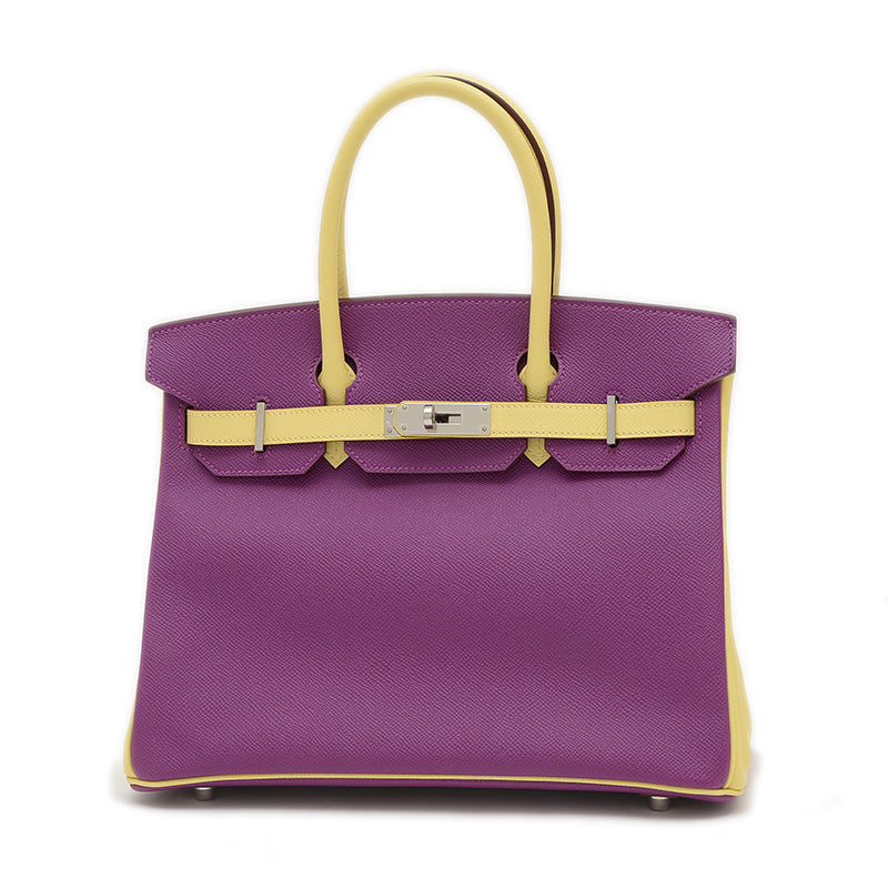 バーキン30 エプソン パーソナル アネモネ/ジョーヌプッサン シルバー金具 T刻印 ハンドバッグ