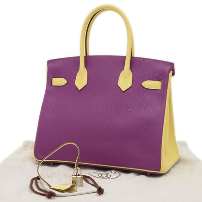 バーキン30 エプソン パーソナル アネモネ/ジョーヌプッサン シルバー金具 T刻印 ハンドバッグ