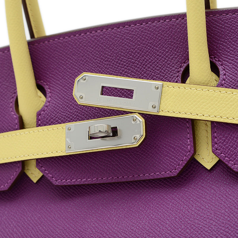 バーキン30 エプソン パーソナル アネモネ/ジョーヌプッサン シルバー金具 T刻印 ハンドバッグ