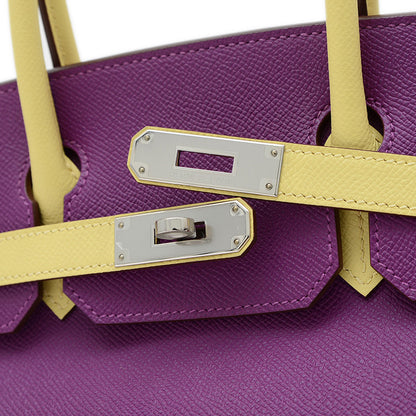 バーキン30 エプソン パーソナル アネモネ/ジョーヌプッサン シルバー金具 T刻印 ハンドバッグ