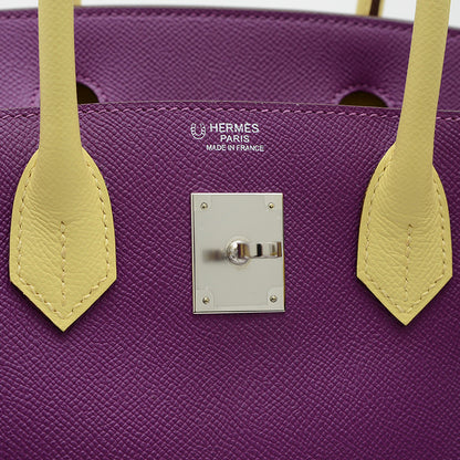 バーキン30 エプソン パーソナル アネモネ/ジョーヌプッサン シルバー金具 T刻印 ハンドバッグ