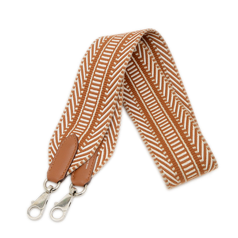 バンドリエール サングル カヴァル ゴールド/エクリュ シルバー金具 C刻印 ショルダーストラップ