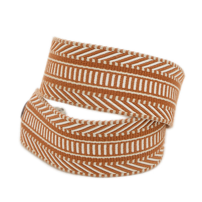 バンドリエール サングル カヴァル ゴールド/エクリュ シルバー金具 C刻印 ショルダーストラップ