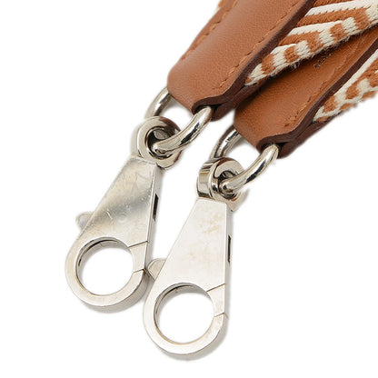 バンドリエール サングル カヴァル ゴールド/エクリュ シルバー金具 C刻印 ショルダーストラップ