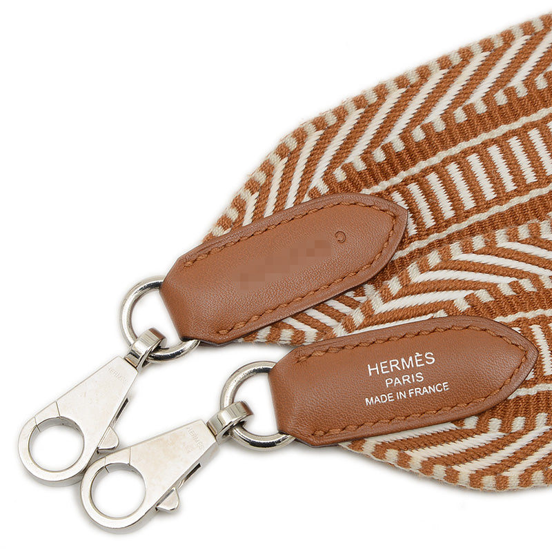 バンドリエール サングル カヴァル ゴールド/エクリュ シルバー金具 C刻印 ショルダーストラップ