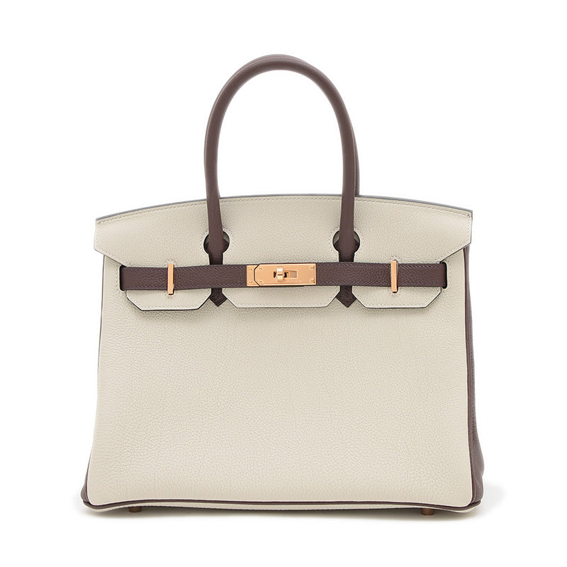 バーキン30 パーソナル トゴ パールグレー/ルージュセリエ ローズゴールド金具 K刻印 ハンドバッグ