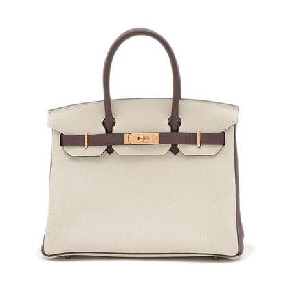 バーキン30 パーソナル トゴ パールグレー/ルージュセリエ ローズゴールド金具 K刻印 ハンドバッグ