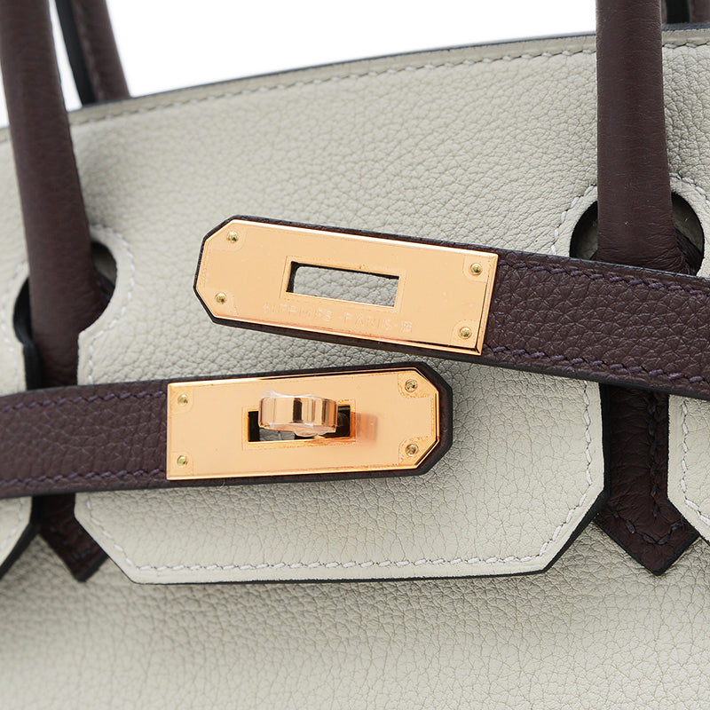 バーキン30 パーソナル トゴ パールグレー/ルージュセリエ ローズゴールド金具 K刻印 ハンドバッグ