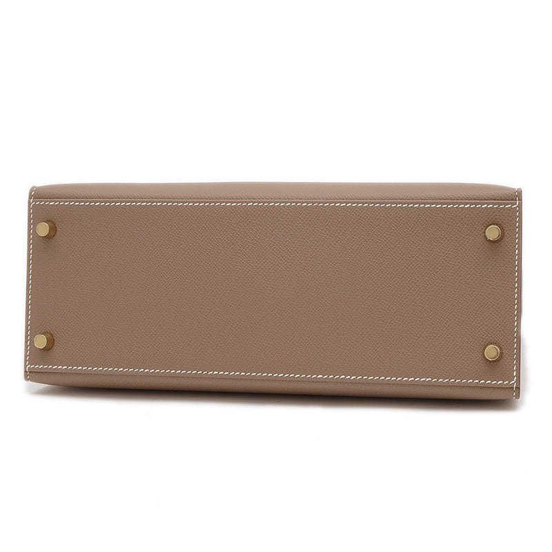 ケリー28 外縫い エプソン エトゥープ ゴールド金具 K刻印 ハンドバッグ