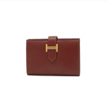 ベアン カードケース ボックスカーフ ルージュアッシュ ゴールド金具 U刻印 カードケース