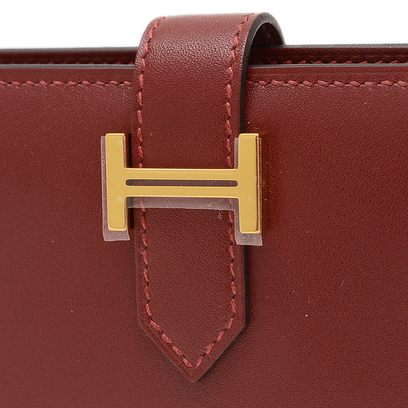 ベアン カードケース ボックスカーフ ルージュアッシュ ゴールド金具 U刻印 カードケース