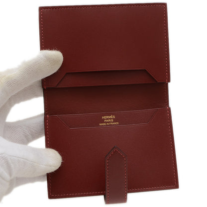 ベアン カードケース ボックスカーフ ルージュアッシュ ゴールド金具 U刻印 カードケース