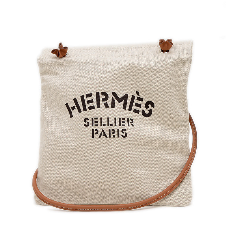 サックアリーヌMM トワルシェブロン/バレニア ナチュラル/ブラウン W刻印 ショルダーバッグ