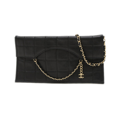 チョコバー チェーンショルダー ラムスキン ブラック ゴールド金具 ショルダーバッグ