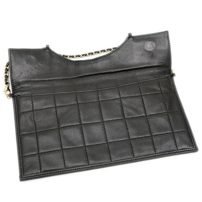 チョコバー チェーンショルダー ラムスキン ブラック ゴールド金具 ショルダーバッグ