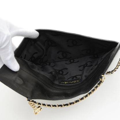 チョコバー チェーンショルダー ラムスキン ブラック ゴールド金具 ショルダーバッグ